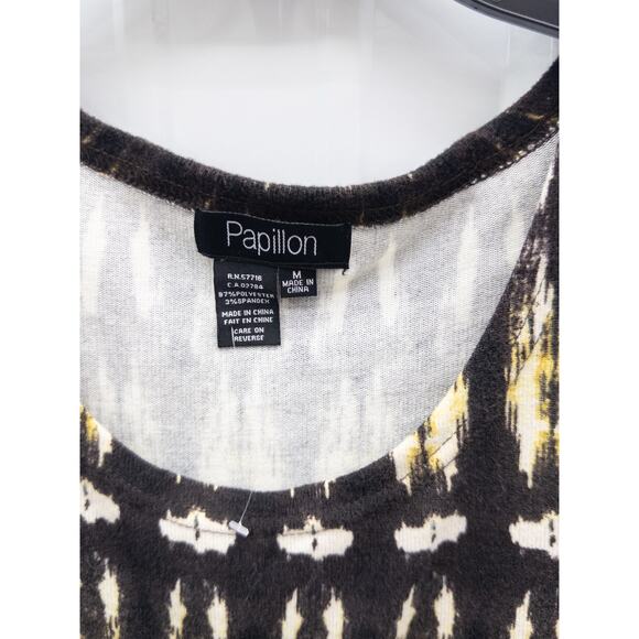 Papillon Brown Print Knit Long Sleeve Mini Dress M NEW - Picture 5 of 5